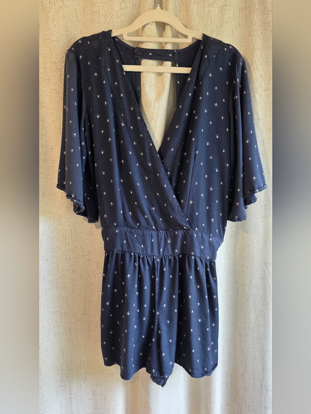 O'neill Gabriella Open Back Flutter Sleeve Navy Romper L